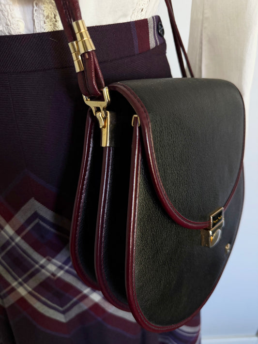 Vintage Pierre Cardin Leather Saddle Style Shoulder Bag