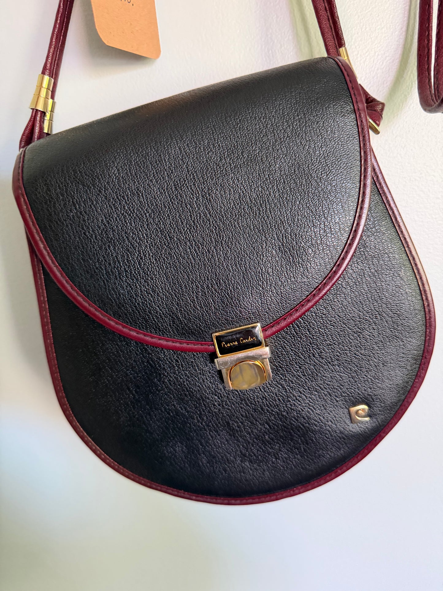 Vintage Pierre Cardin Leather Saddle Style Shoulder Bag