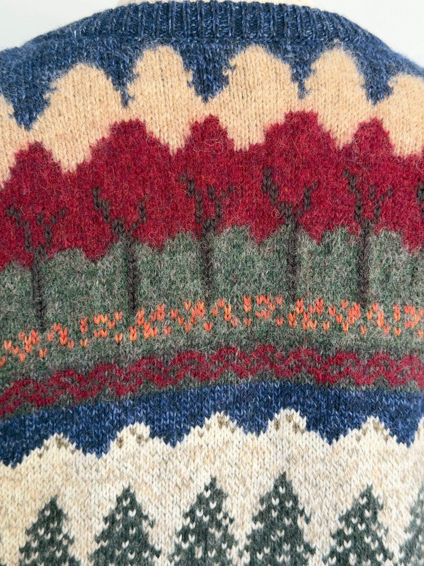 Vintage 1990s Country Tree Themed Cardigan, Size L