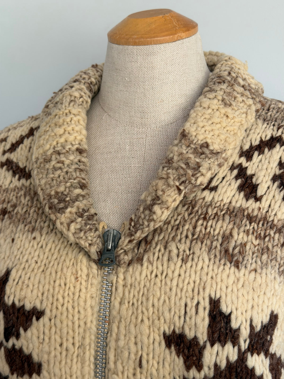 1970s Hand Spun Wool Cowichan Sweater, Size S/M