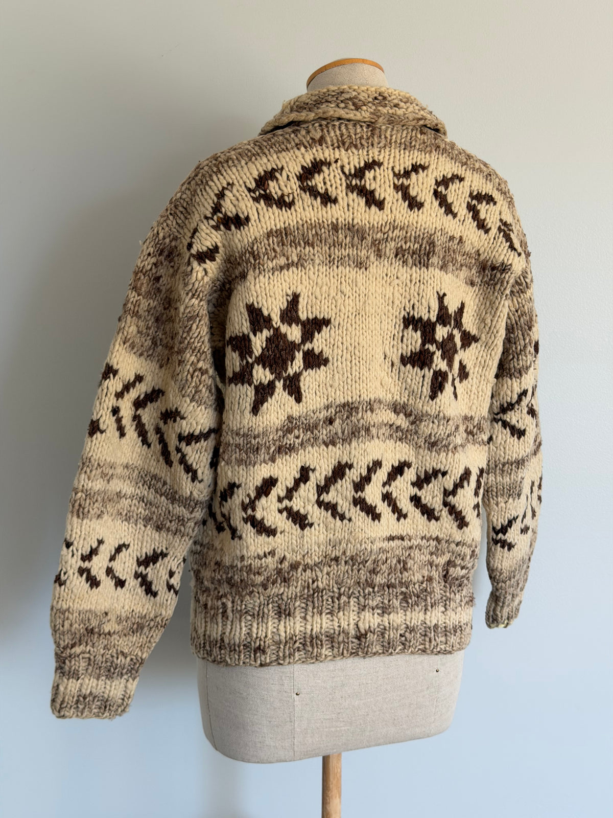 1970s Hand Spun Wool Cowichan Sweater, Size S/M