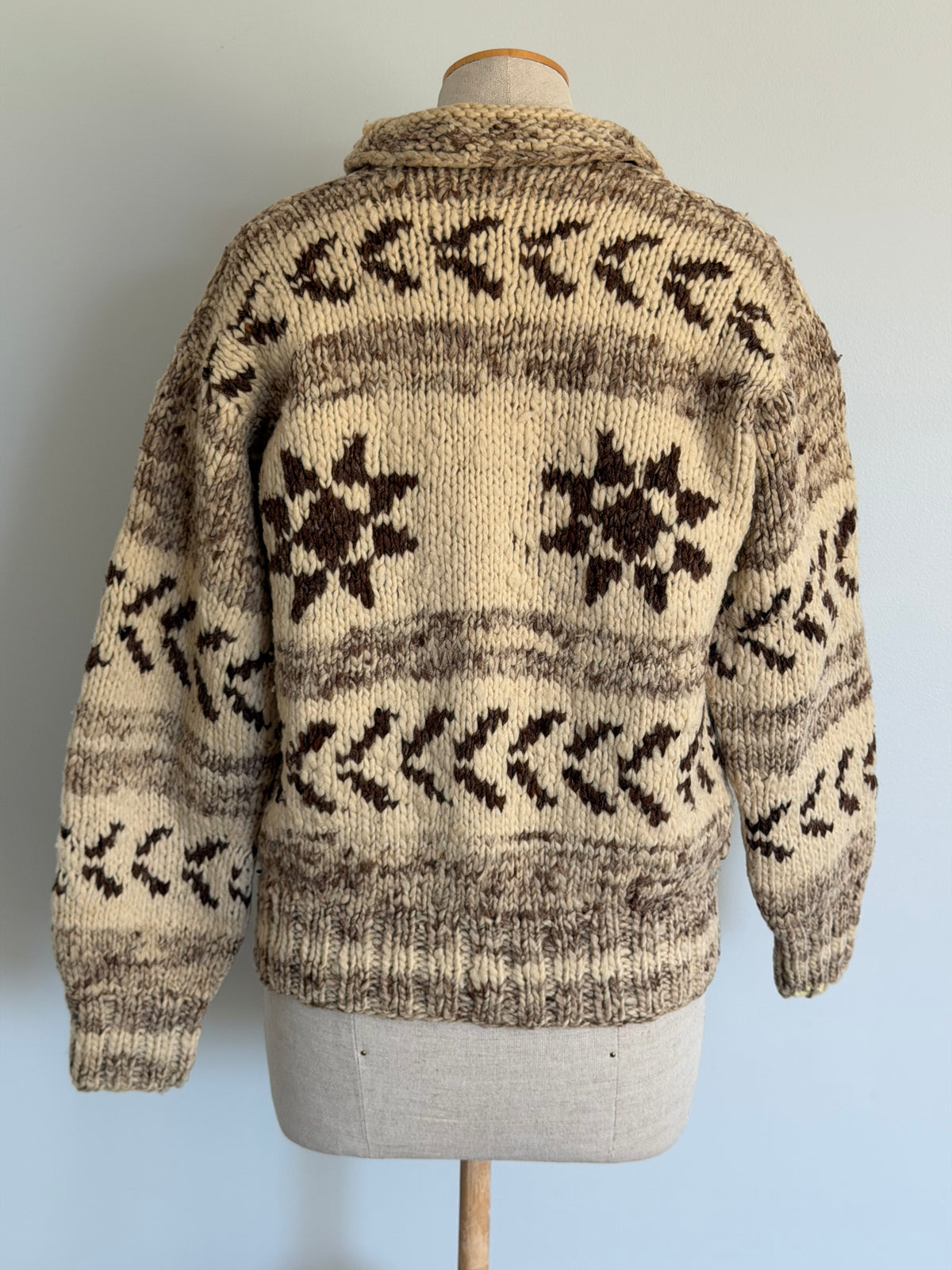 1970s Hand Spun Wool Cowichan Sweater, Size S/M