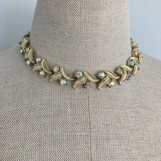 Vintage Coro Adjustable Rhinestone Choker, Midcentury Rhinestone Necklace