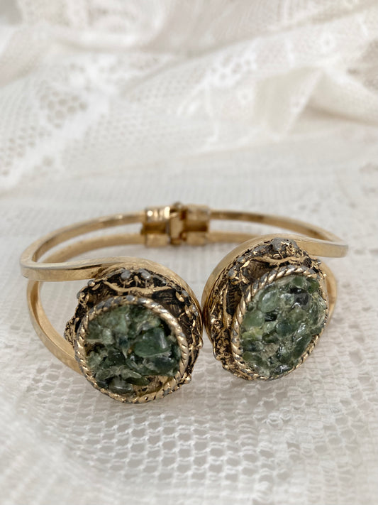 1970s Chipped Jade Clamper Bracelet