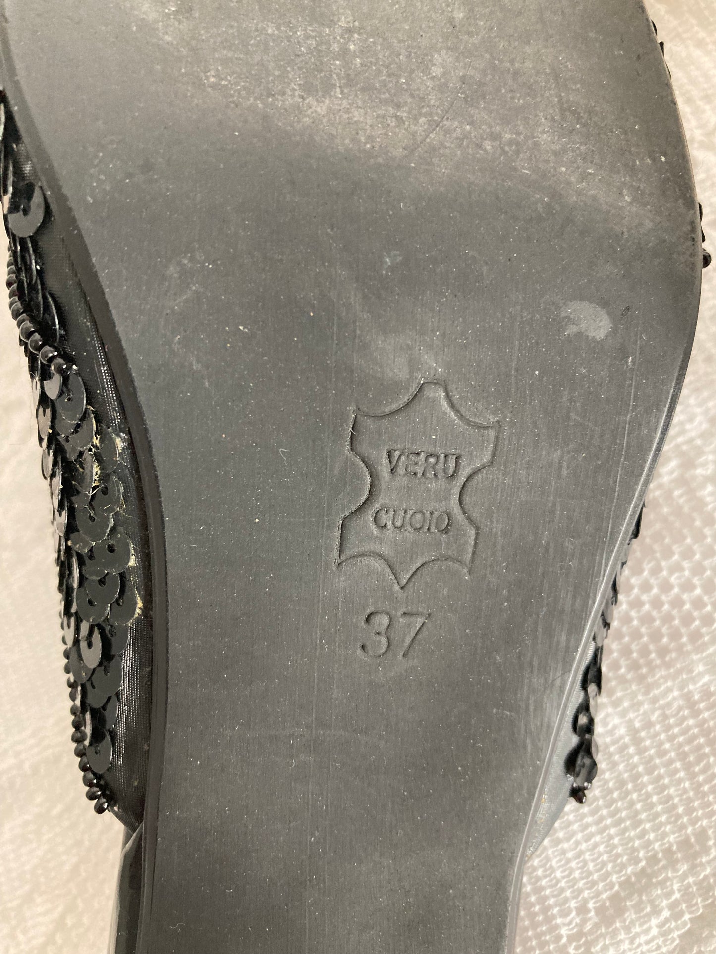 90s Black and Silver Evening Shoes, Size 37