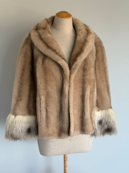 VTG Blonde Faux Fur Capelet by Glenoit, Size M/L
