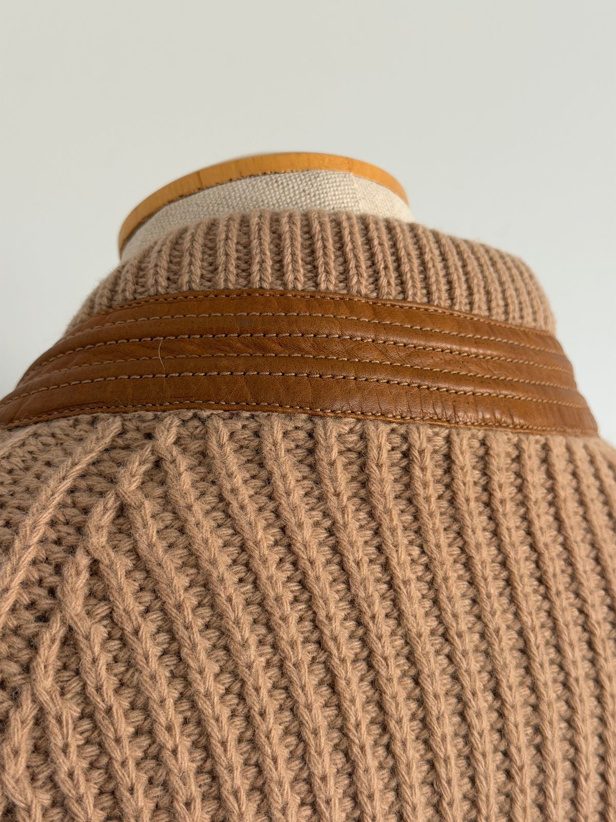 1970s Gucci Sweater with Leather Trim, Size 44 (M)