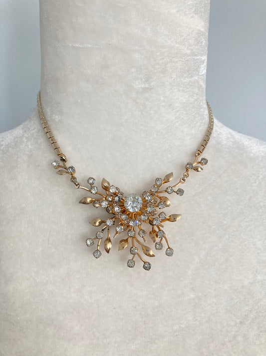 50s Coro Rhinestone Necklace, Vintage Coro Choker Necklace