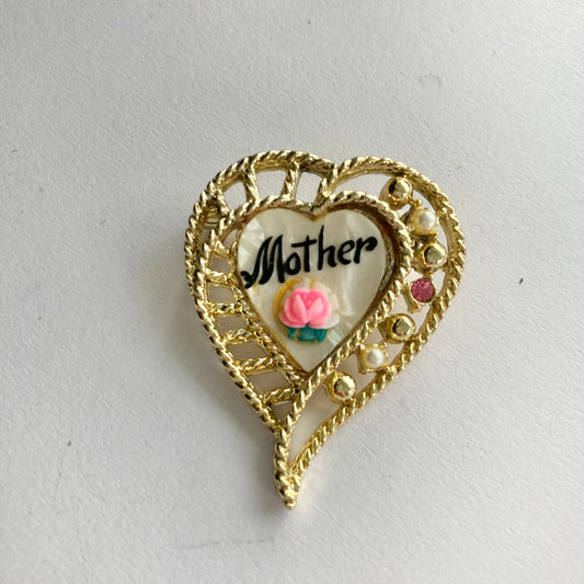 Vintage "Mother" Pin, Small 1950s Sentimental Mother Brooch