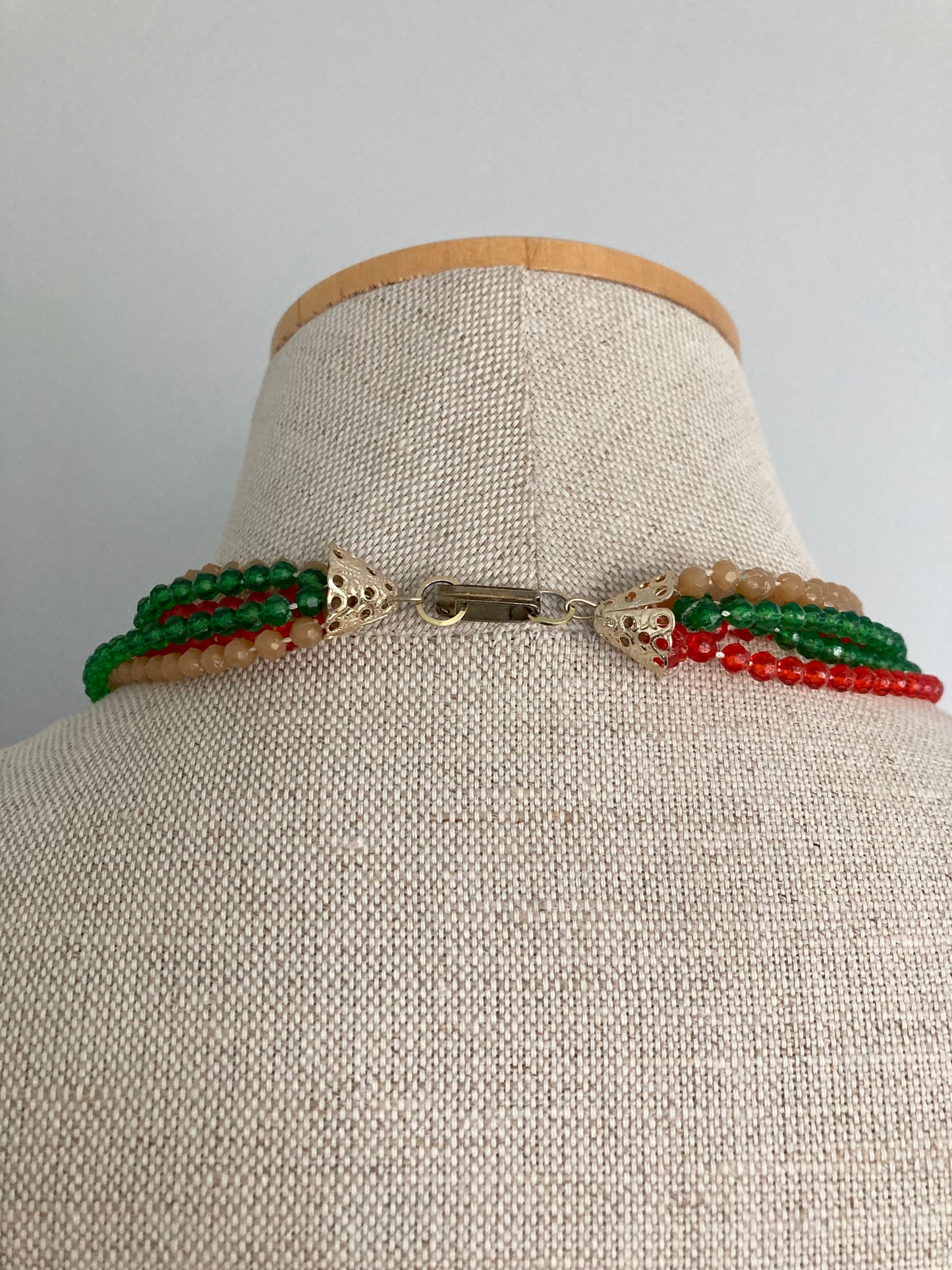 1960/70s Extra Long 52" Multi Strand Necklace, Earthy Tones Multi Strand Bead Necklace