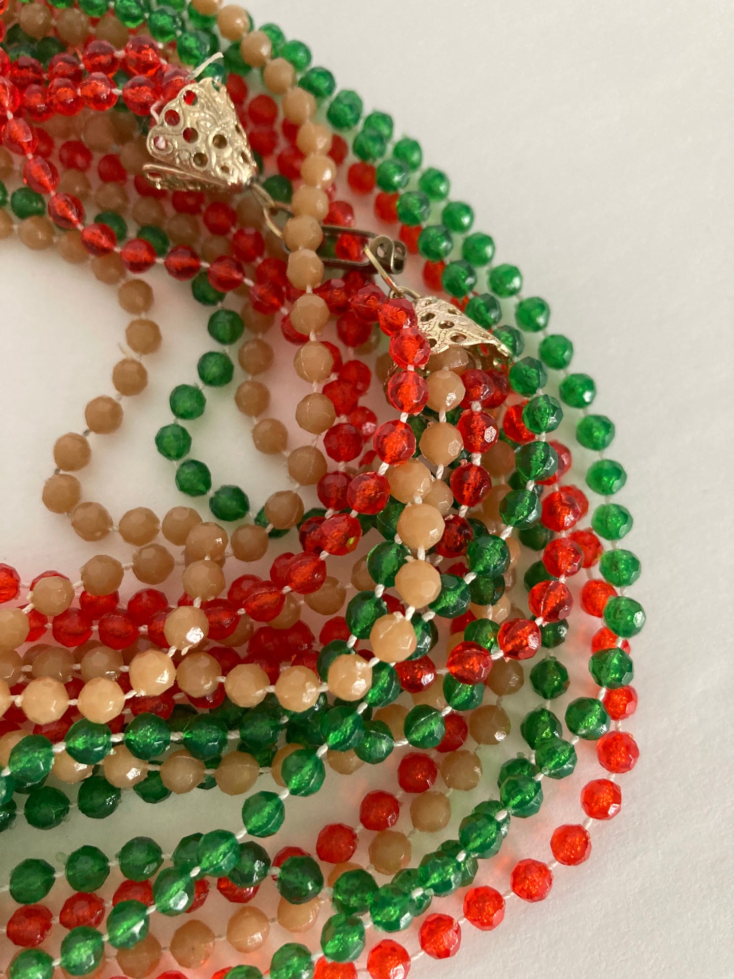 1960/70s Extra Long 52" Multi Strand Necklace, Earthy Tones Multi Strand Bead Necklace