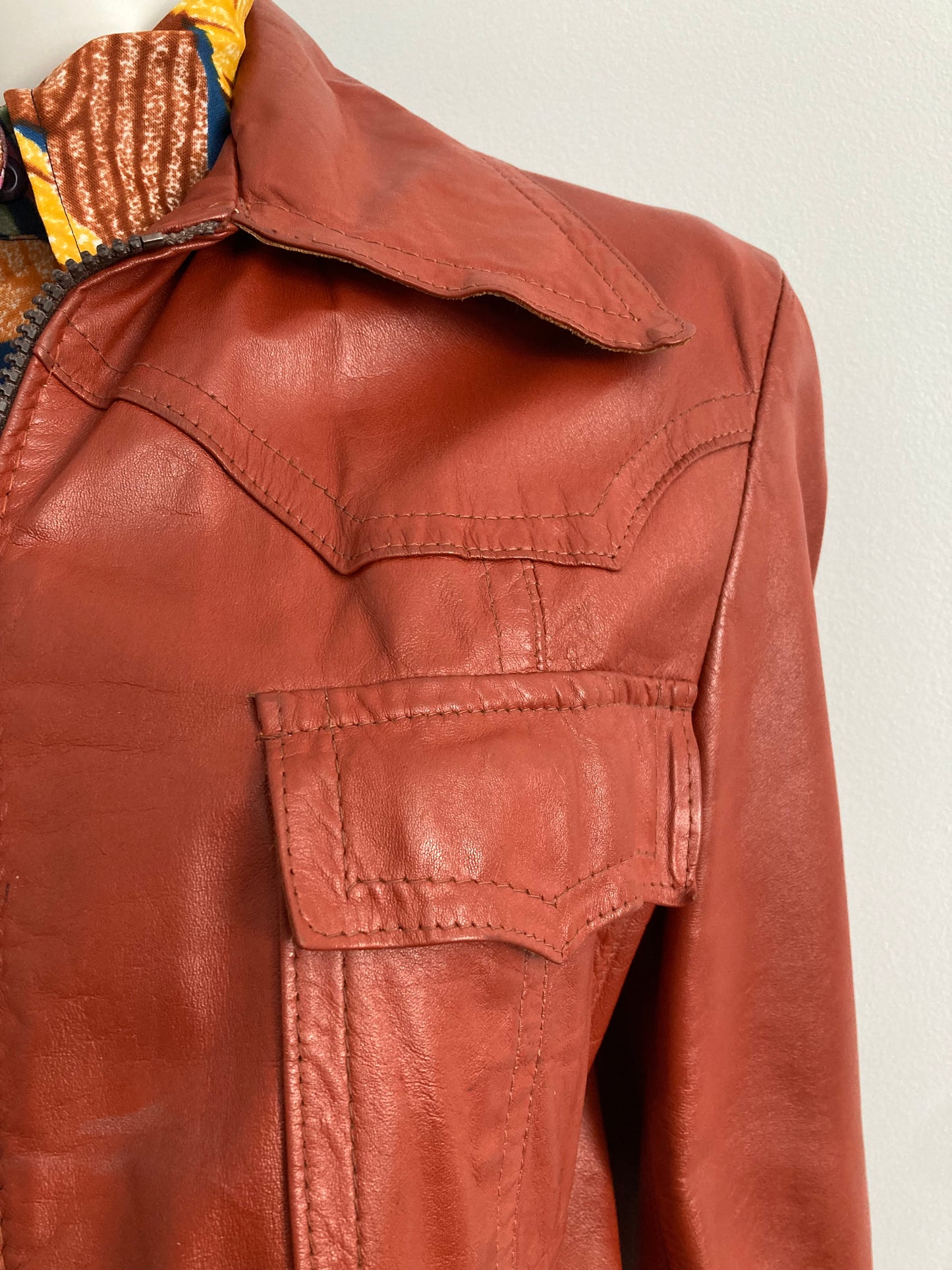 1970s Mens Leather Jacket, Size 40 (M)