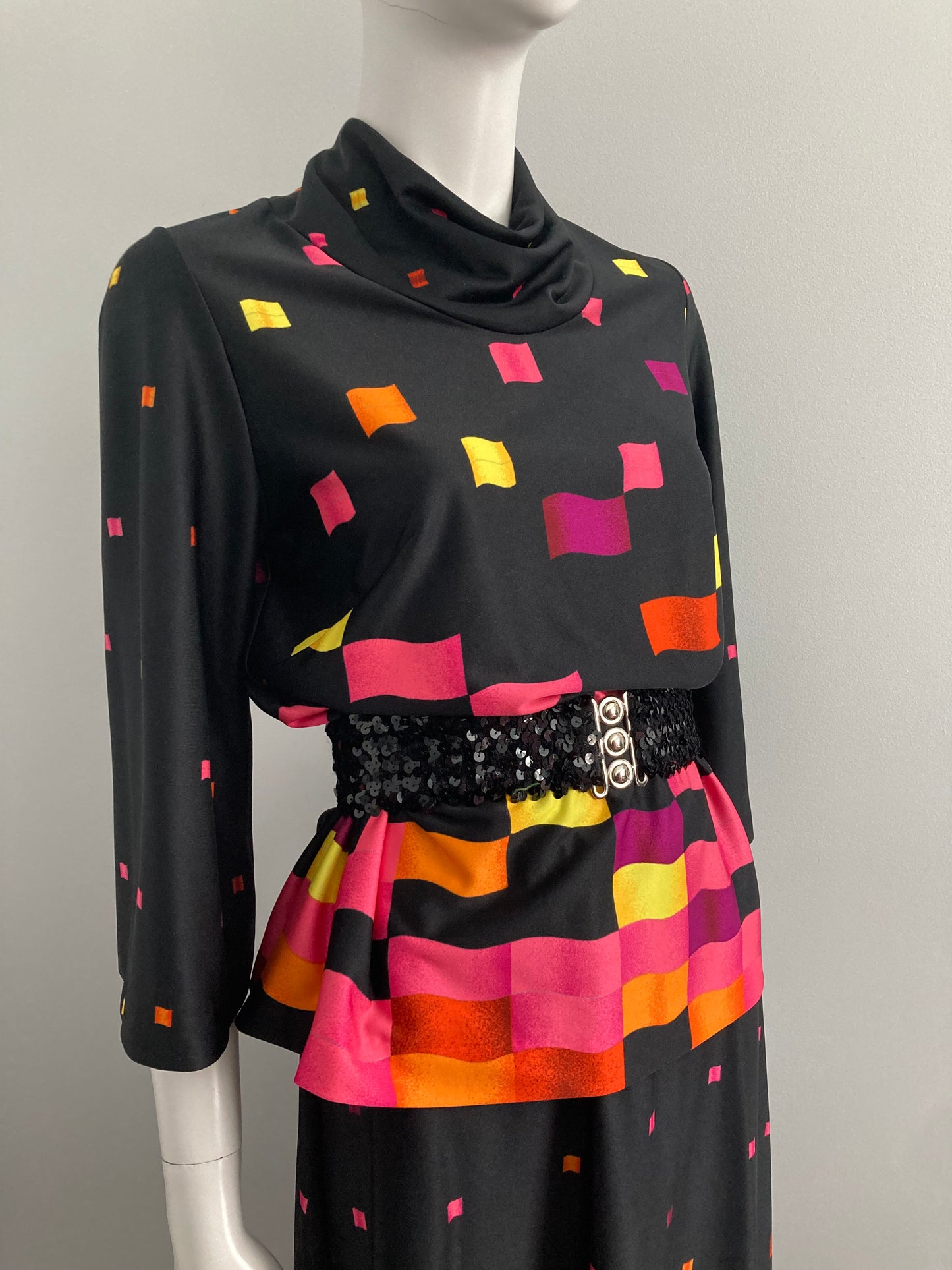 1980s Skirt & Top Set, Size S, Colour Blocked 80s Outfit