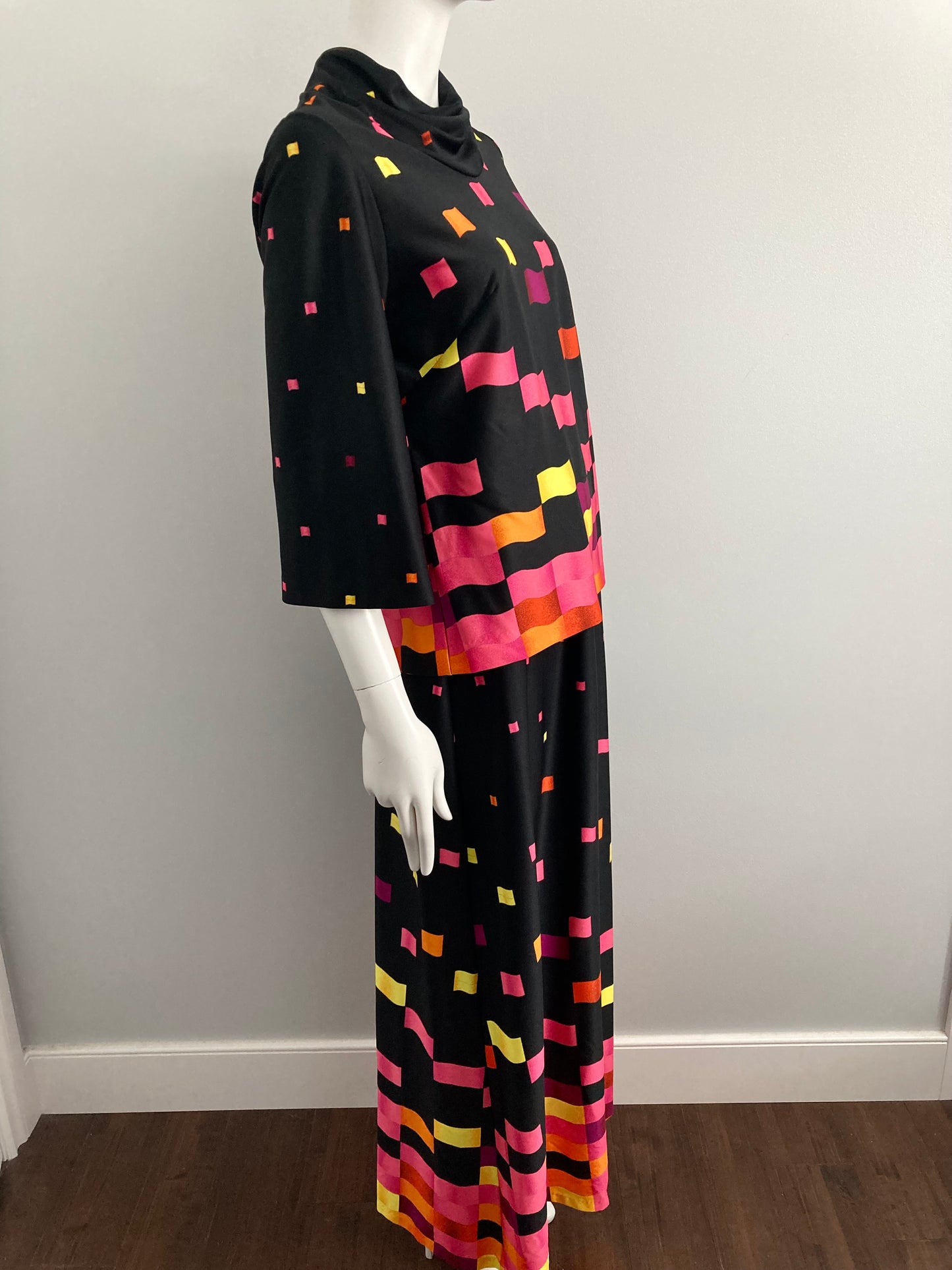 1980s Skirt & Top Set, Size S, Colour Blocked 80s Outfit