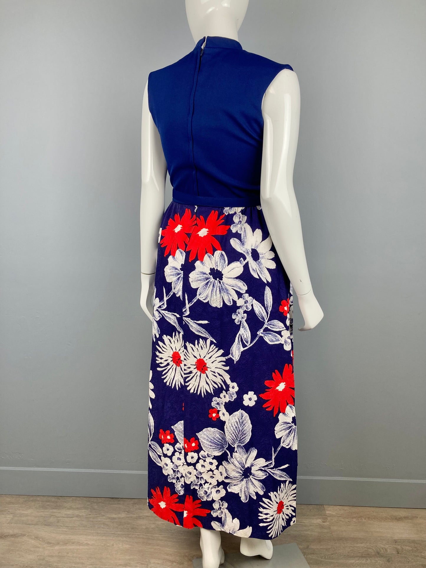 1970s Mod Floral Maxi Dress, Size XL, 70s Summer Flower Power Maxi