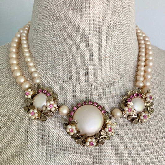 1940/50s Haskell Look Vintage Pearl Choker, Wedding Necklace, Vintage Bridal Jewellery