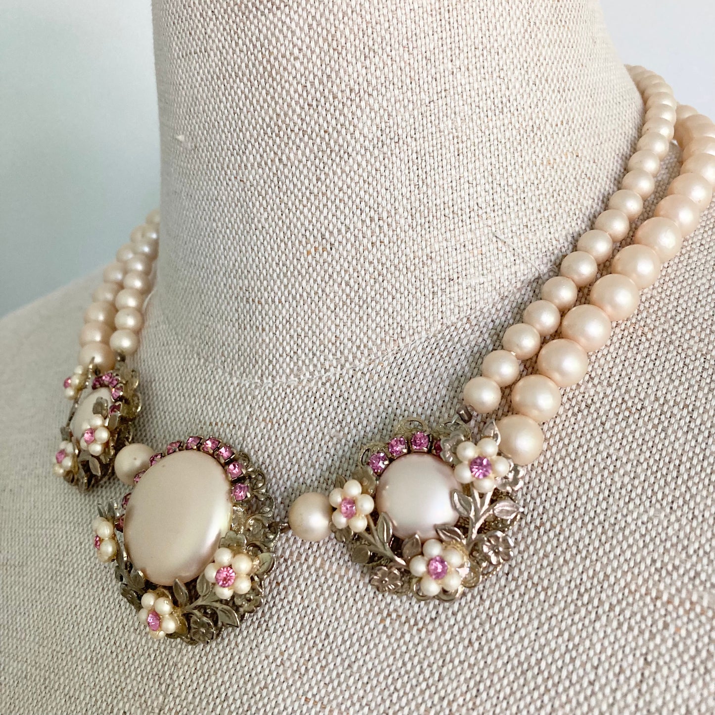 1940/50s Haskell Look Vintage Pearl Choker, Wedding Necklace, Vintage Bridal Jewellery
