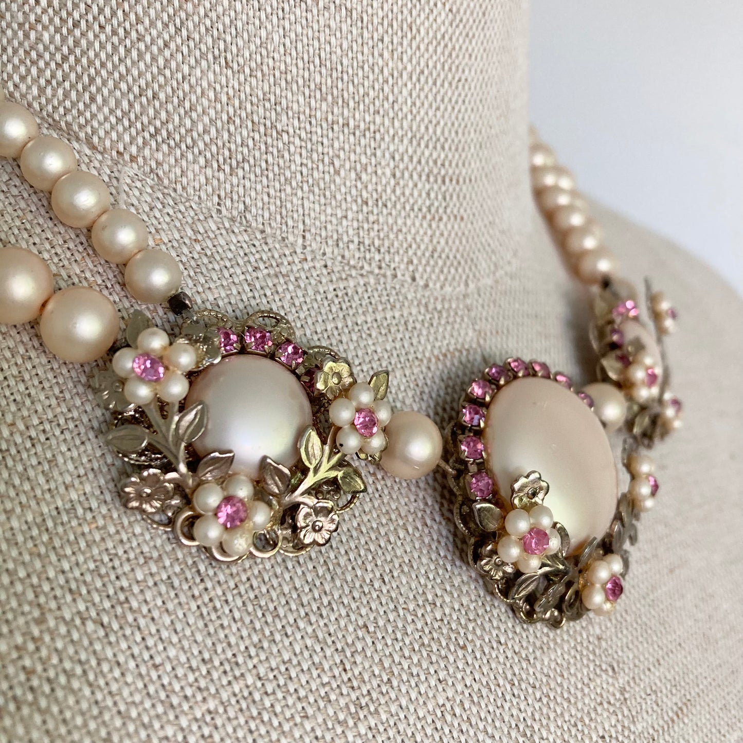 1940/50s Haskell Look Vintage Pearl Choker, Wedding Necklace, Vintage Bridal Jewellery