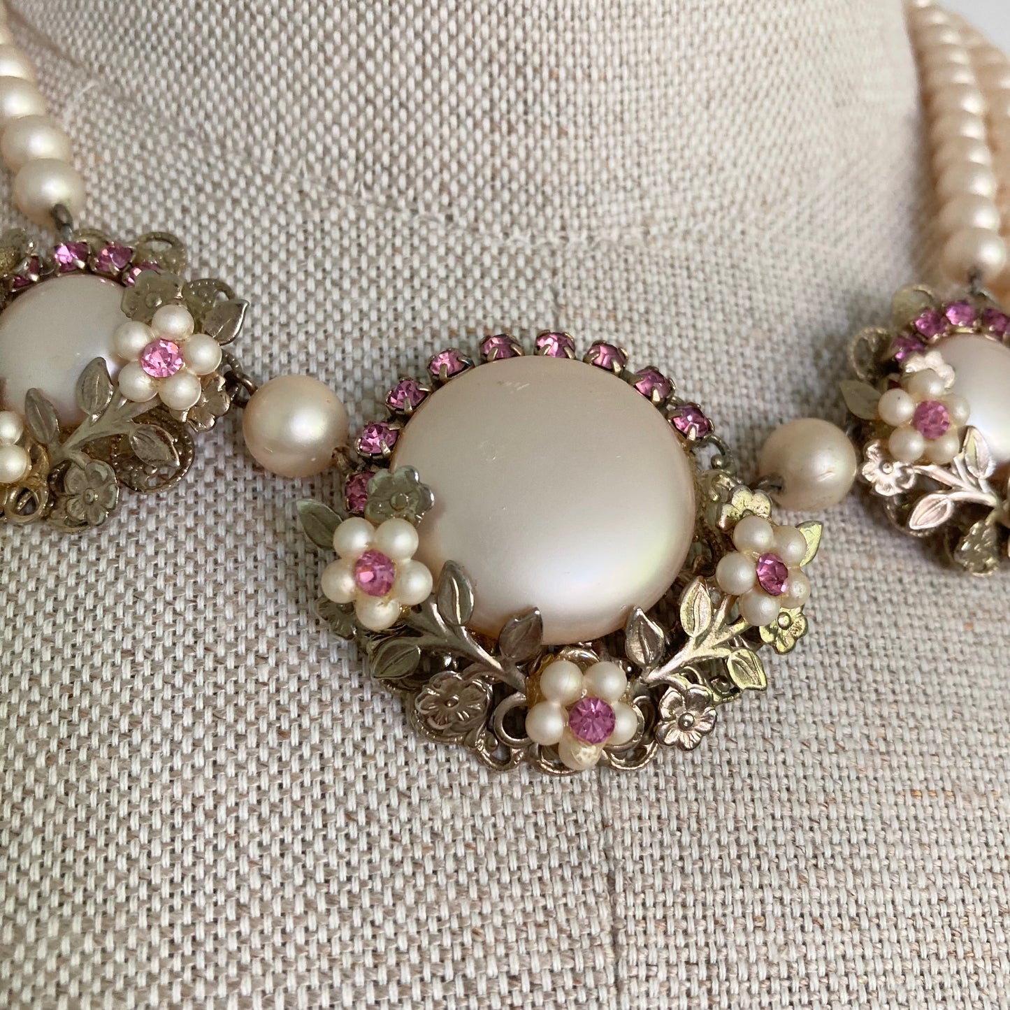 1940/50s Haskell Look Vintage Pearl Choker, Wedding Necklace, Vintage Bridal Jewellery