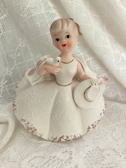 1950s Charming Vase, Girl in White Dress Vase, Rubens Planter/Vase, Bridal Vase