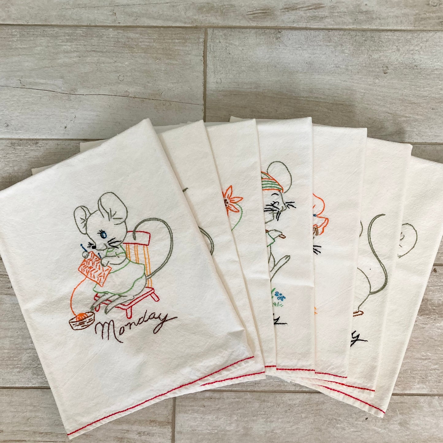 Full Set plus 3 "Days of the Week" Flour Sack Kitchen Towels