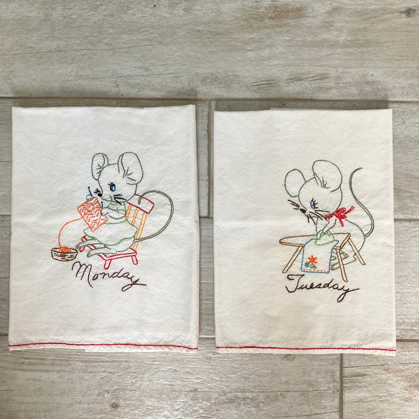 Full Set plus 3 "Days of the Week" Flour Sack Kitchen Towels