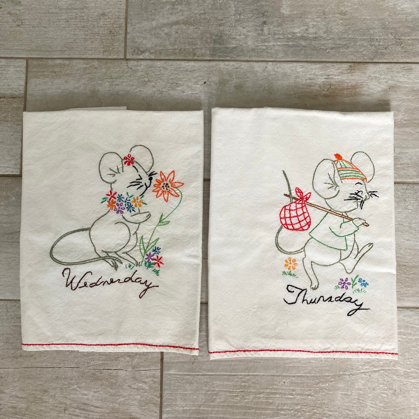 Full Set plus 3 "Days of the Week" Flour Sack Kitchen Towels