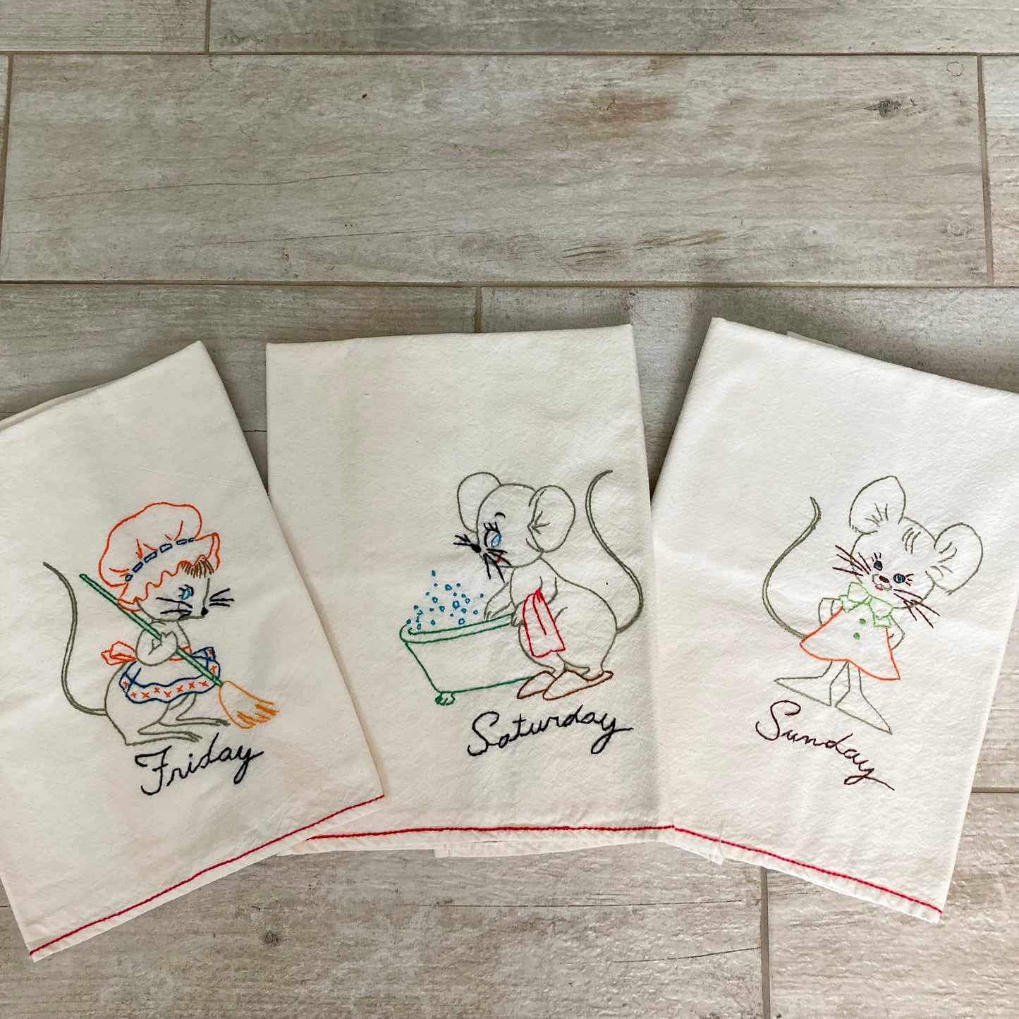 Full Set plus 3 "Days of the Week" Flour Sack Kitchen Towels