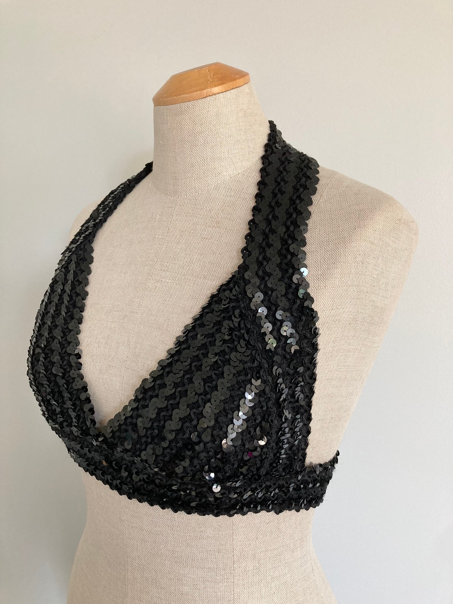 1970s Sequinned Halter Top, Disco Halter Top