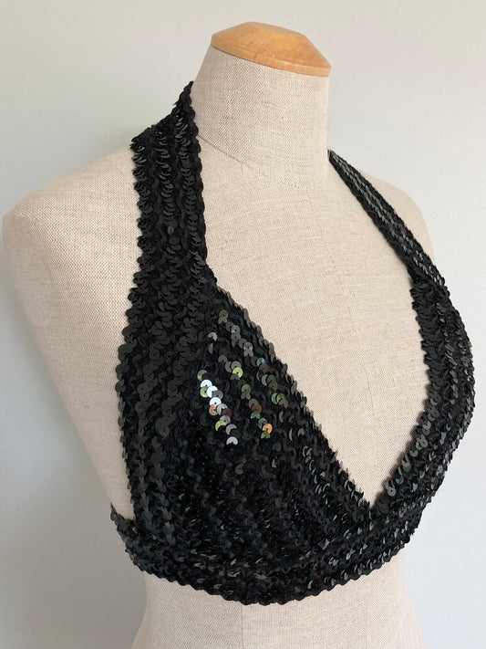 1970s Sequinned Halter Top, Disco Halter Top