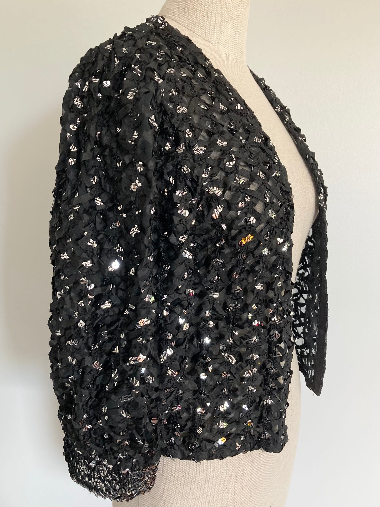 1970s Sequin and Ribbon Evening Jacket