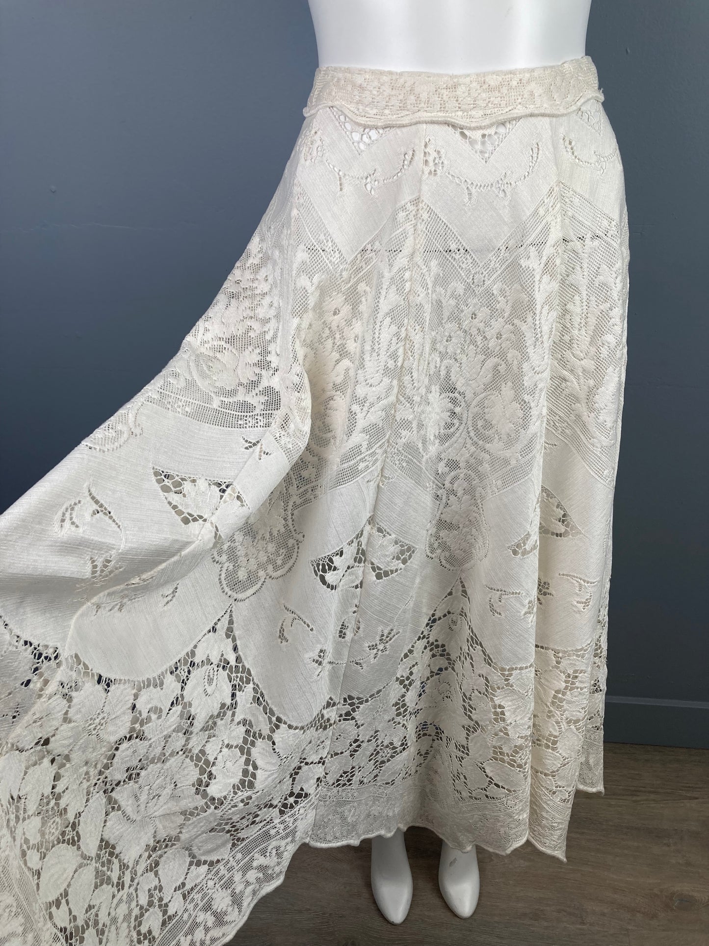 Designer Lace Skirt with Handkerchief Hem, Martin McCrea Lace Skirt, Boho Lace Bridal Skirt