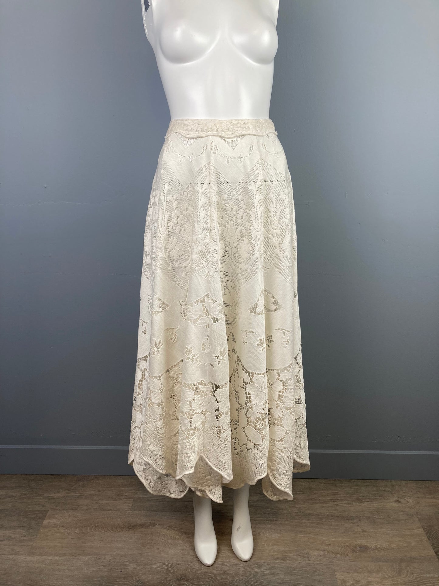 Designer Lace Skirt with Handkerchief Hem, Martin McCrea Lace Skirt, Boho Lace Bridal Skirt