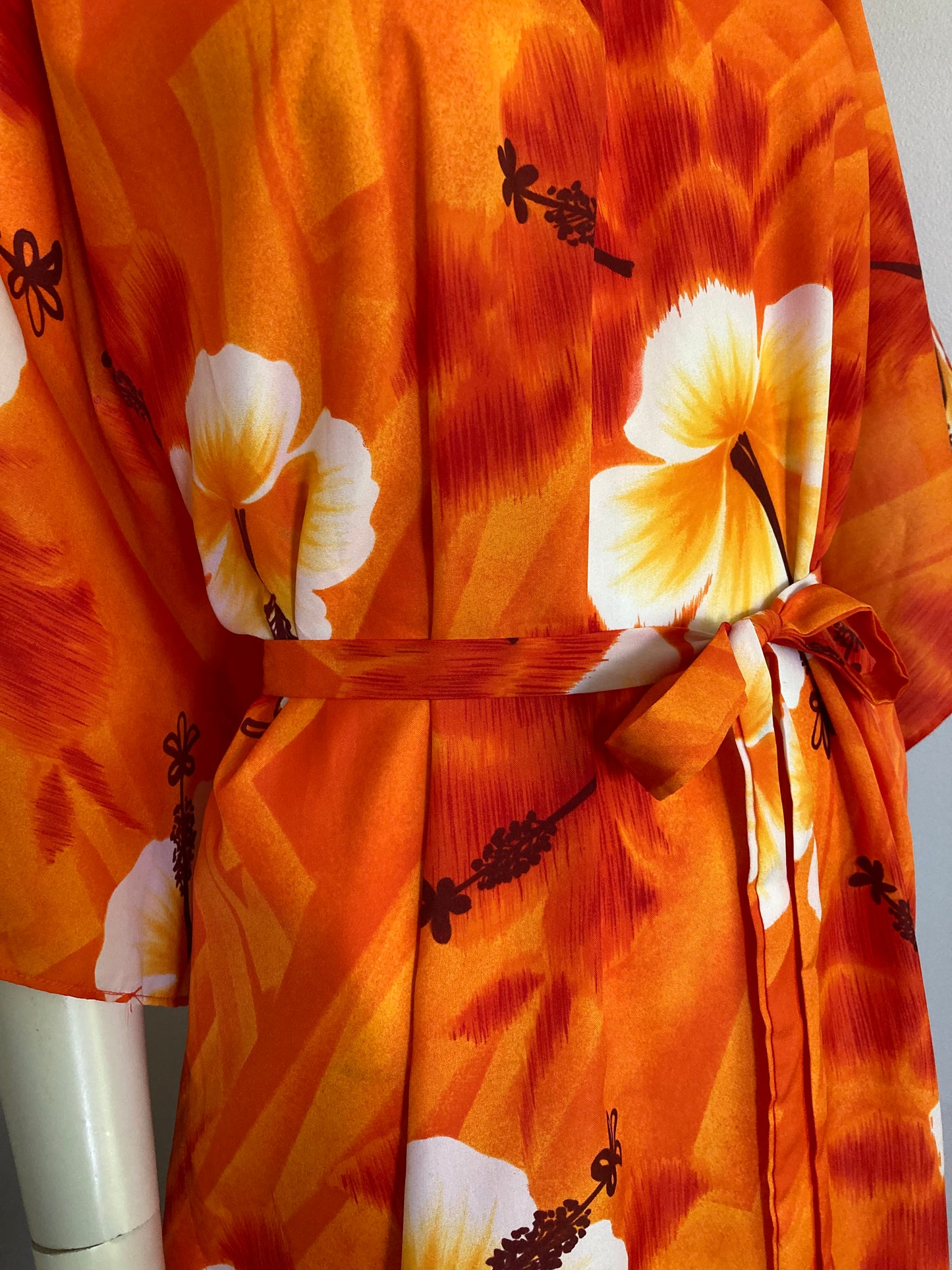 1970s Hawaiin Kaftan, O/S, 70s Orange Hawaiian Kaftan