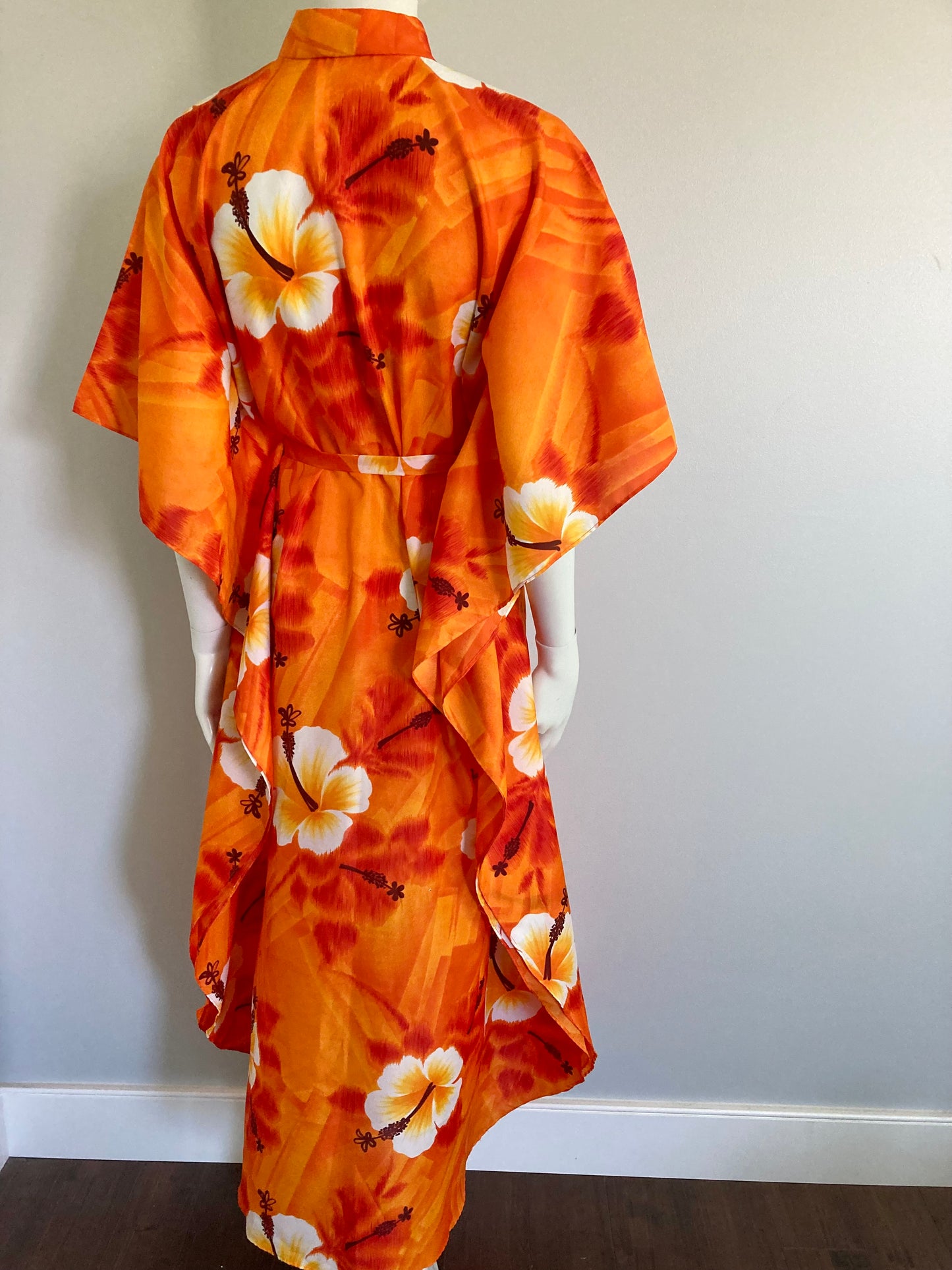 1970s Hawaiin Kaftan, O/S, 70s Orange Hawaiian Kaftan