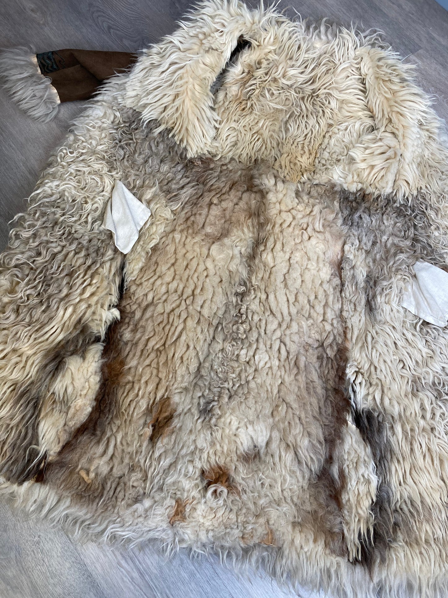 Authentic 1970s Afghan Sheepskin Maxi Coat, Size S/M