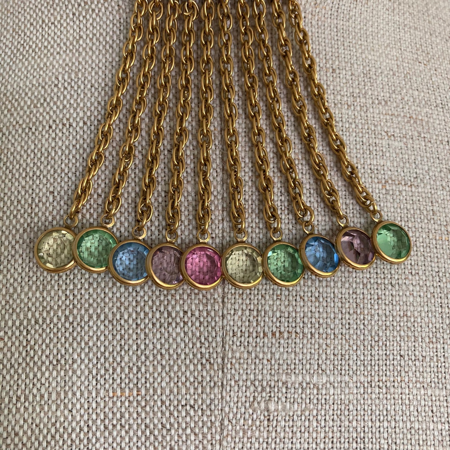 1970s Goldette Choker with Multicolour Crystal Dangles