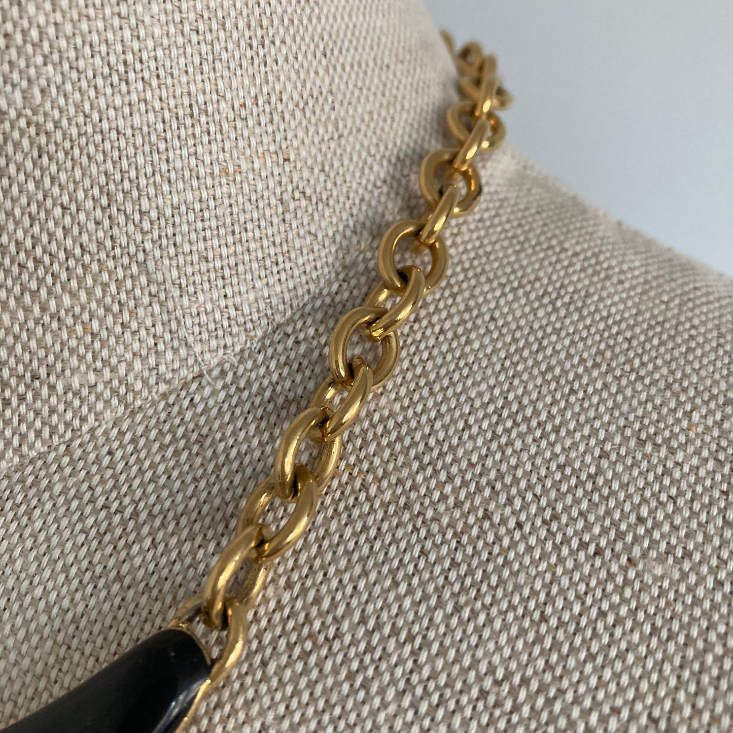 1980s Monet Gold and Black Enamel Statement Necklace