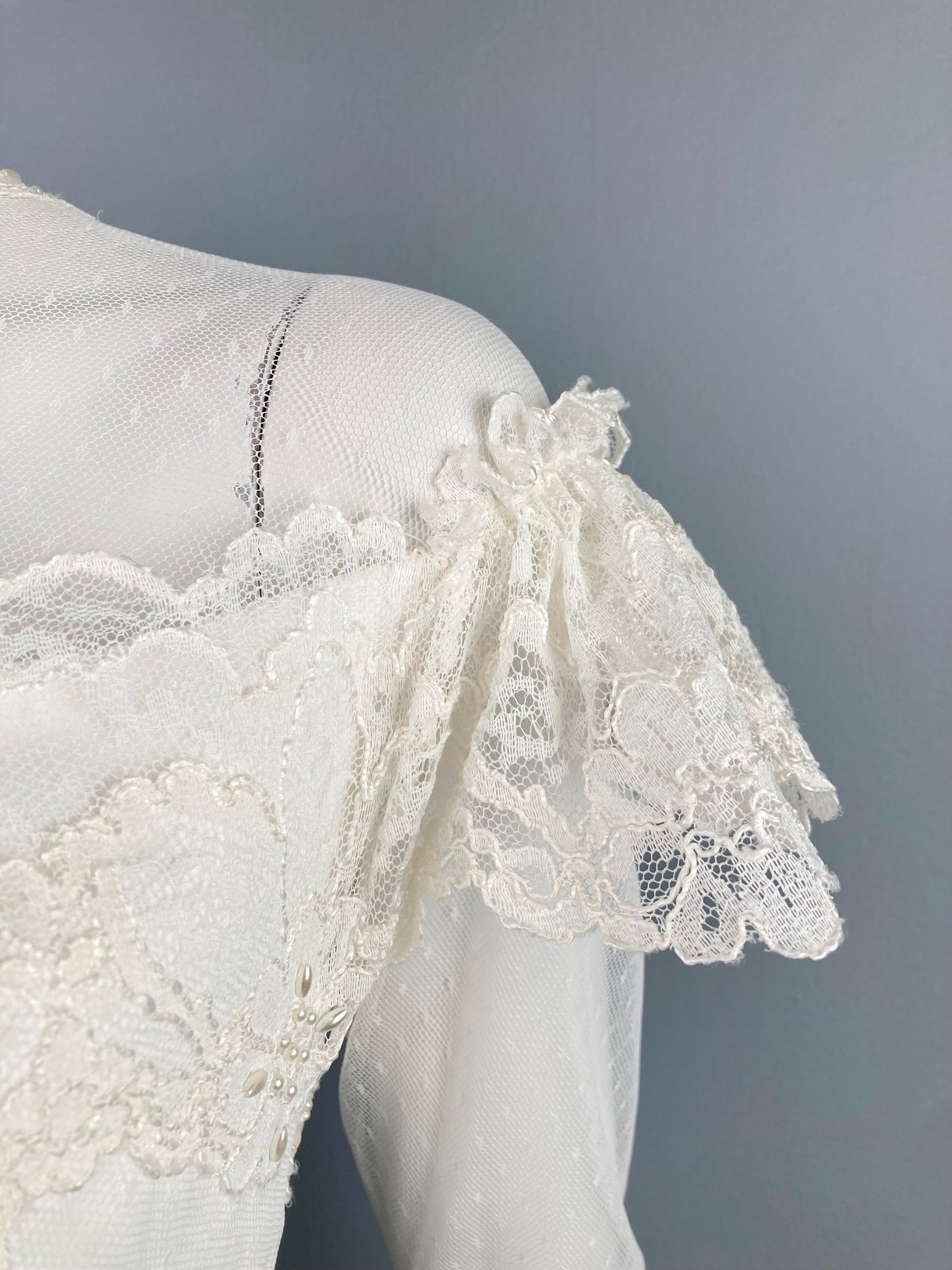 Beautiful 1970s Victorian Inspired Wedding Dress, Size S, "Sharon" vintage wedding dress