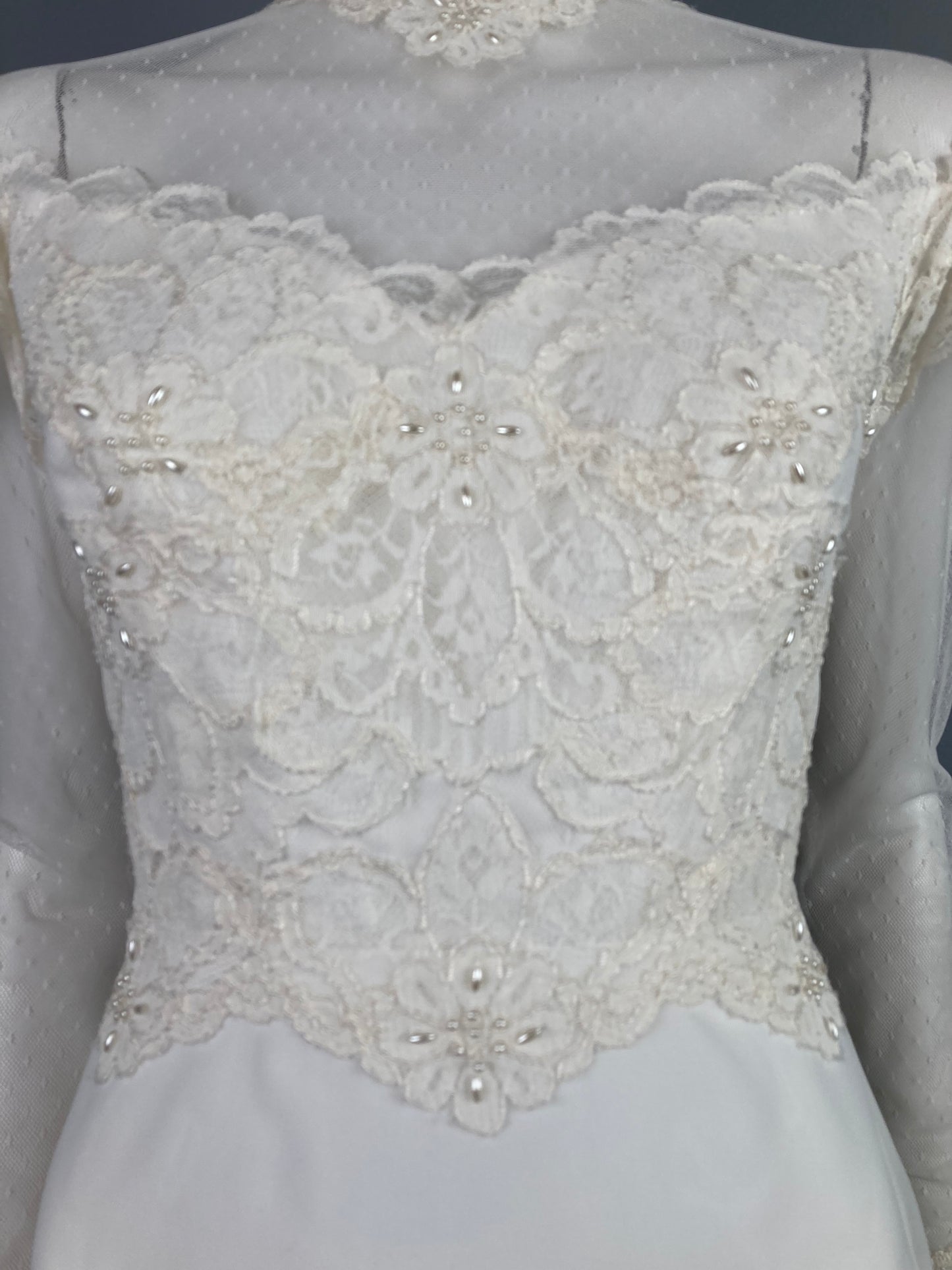 Beautiful 1970s Victorian Inspired Wedding Dress, Size S, "Sharon" vintage wedding dress