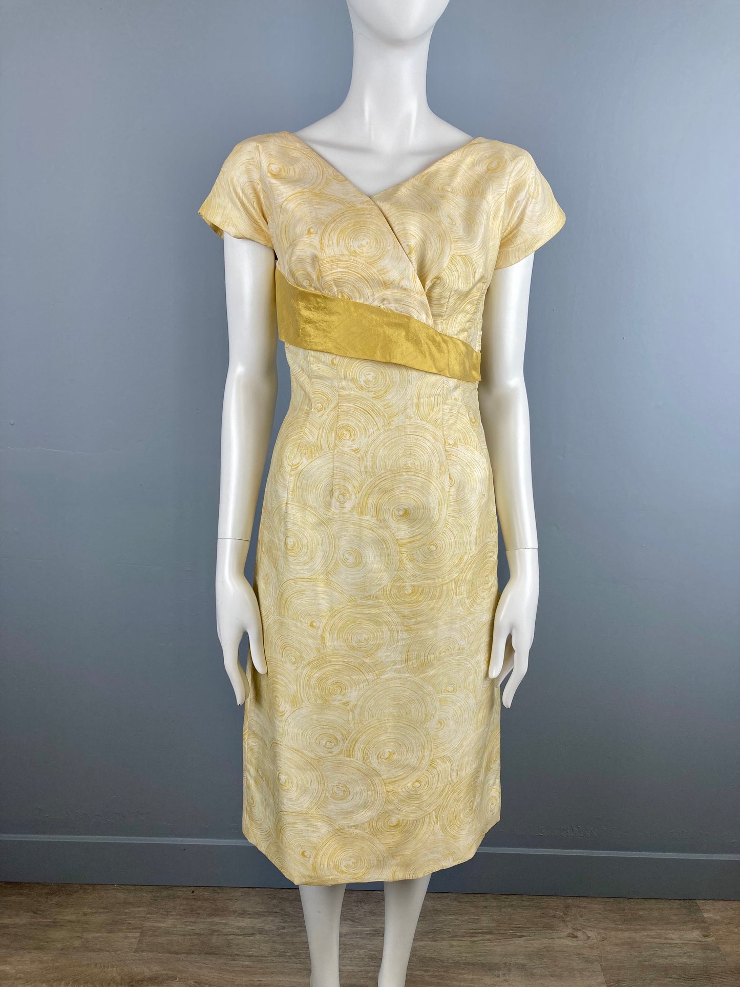 1950s Gold Silk Bombshell Dress & Matching Swing Coat, Size S