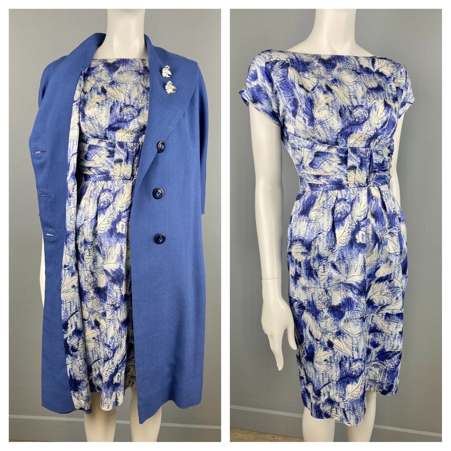 1950s Algo Matching Dress and Coat Set, Size S