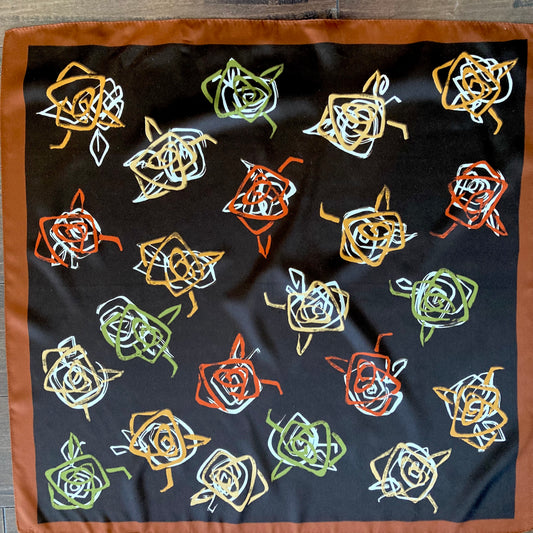 1970s Italian Abstract Rose Scarf