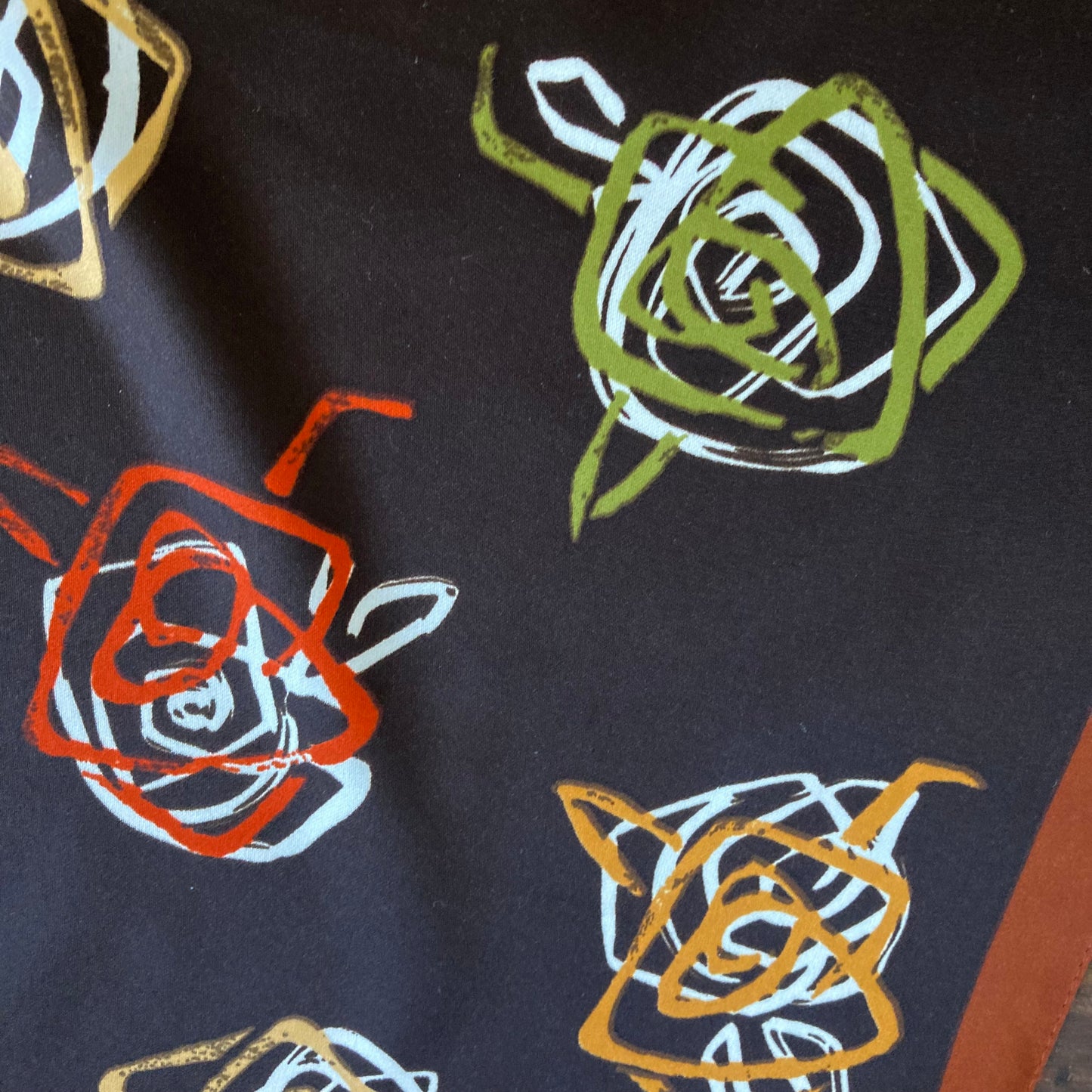 1970s Italian Abstract Rose Scarf
