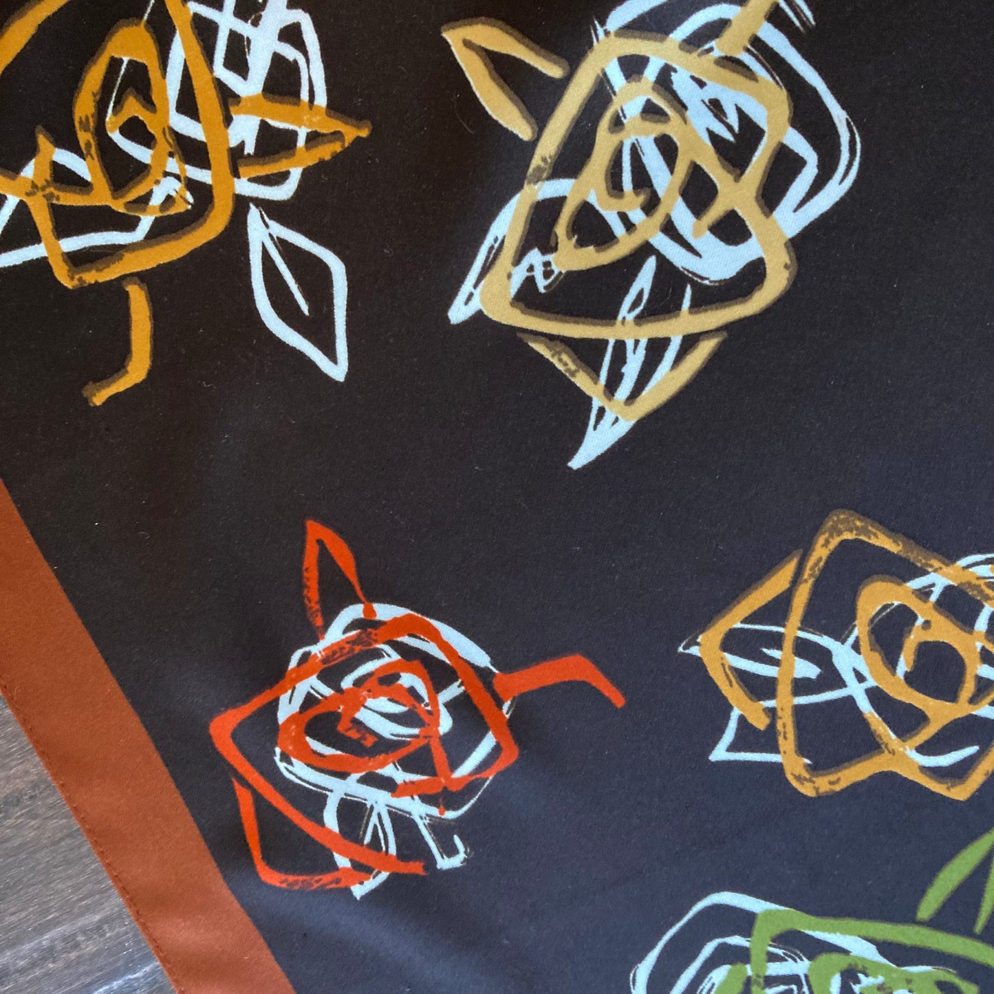 1970s Italian Abstract Rose Scarf