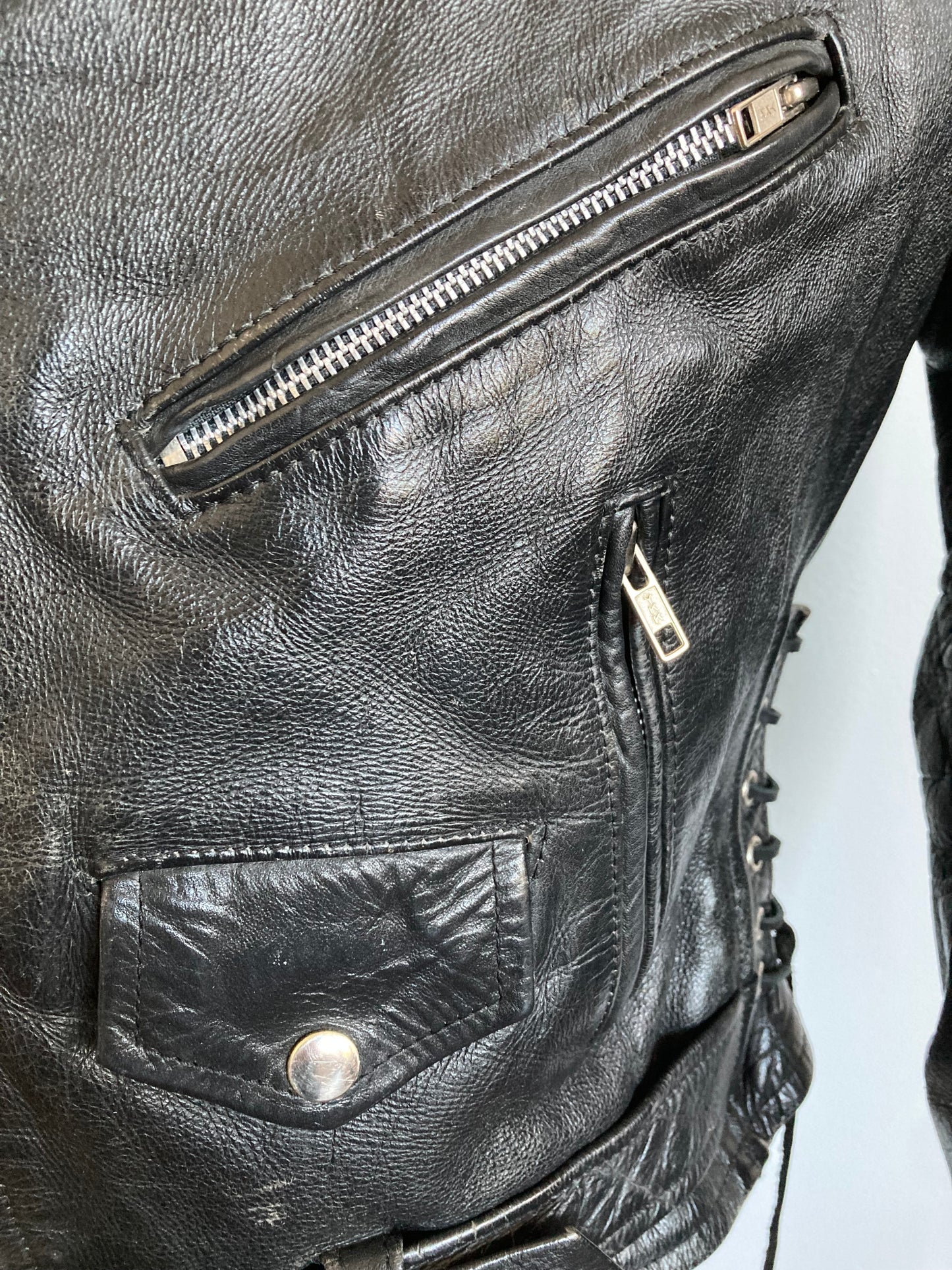 Men's 1970s Black Leather Biker Jacket