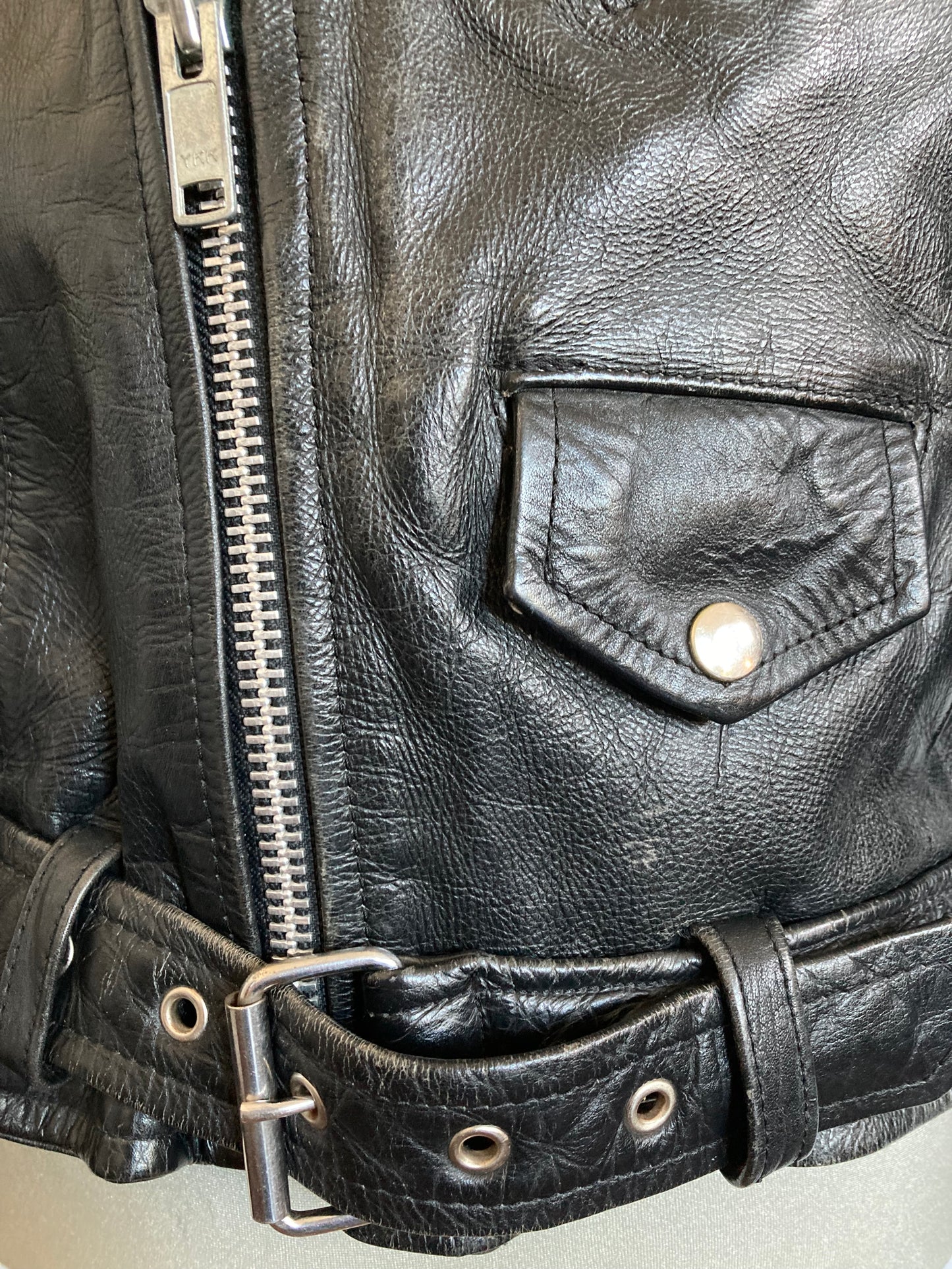 Men's 1970s Black Leather Biker Jacket