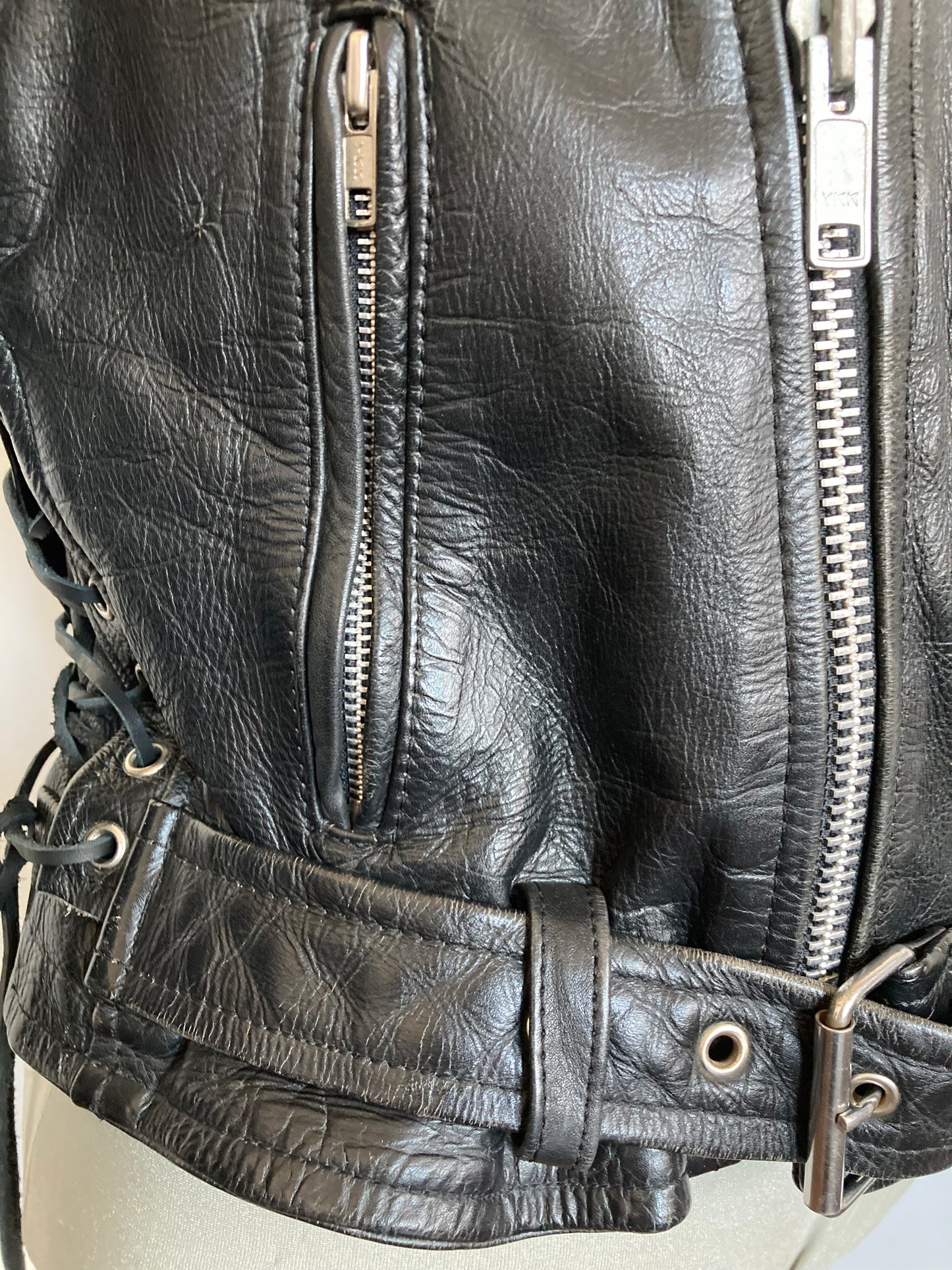 Men's 1970s Black Leather Biker Jacket