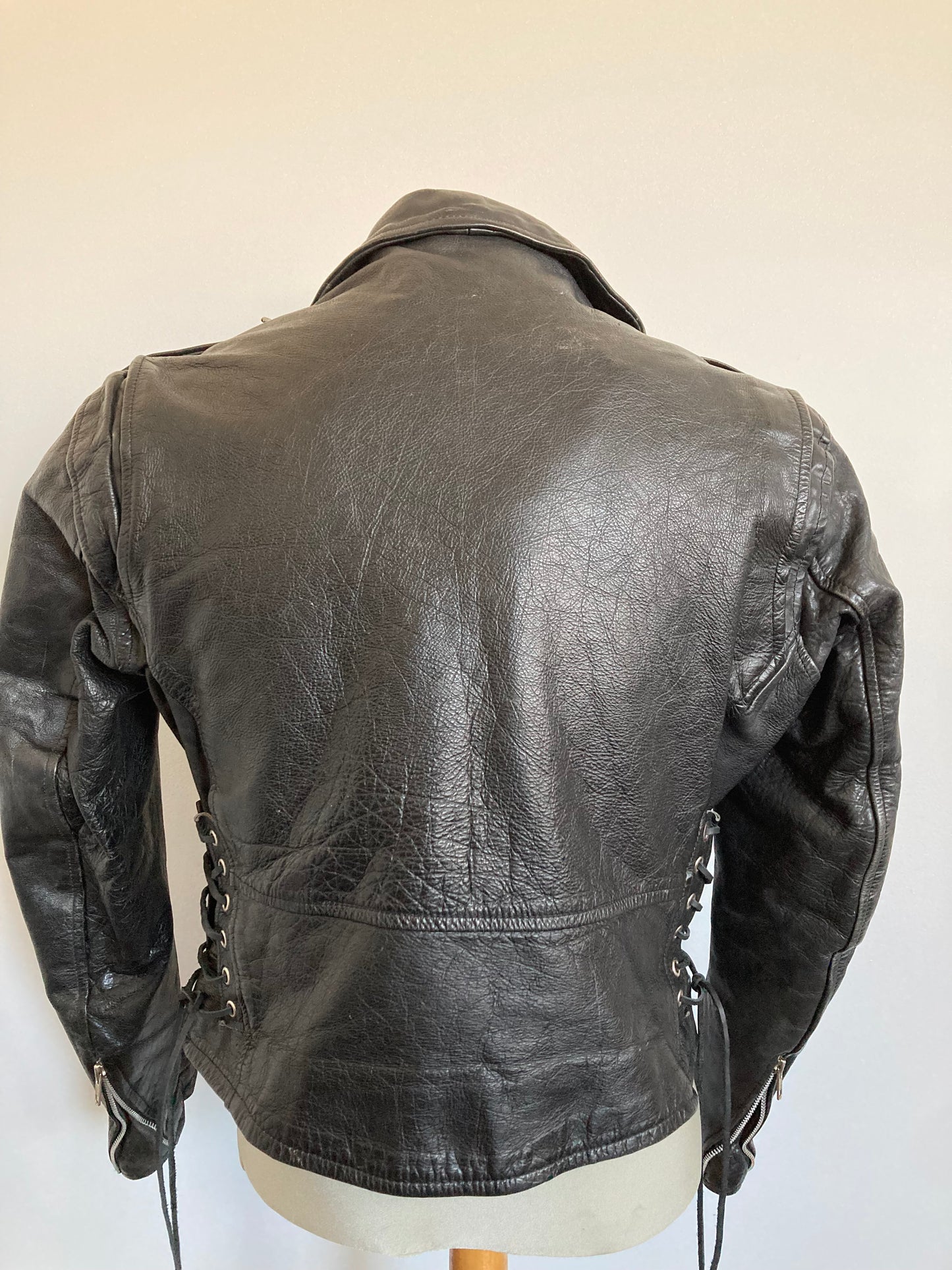 Men's 1970s Black Leather Biker Jacket