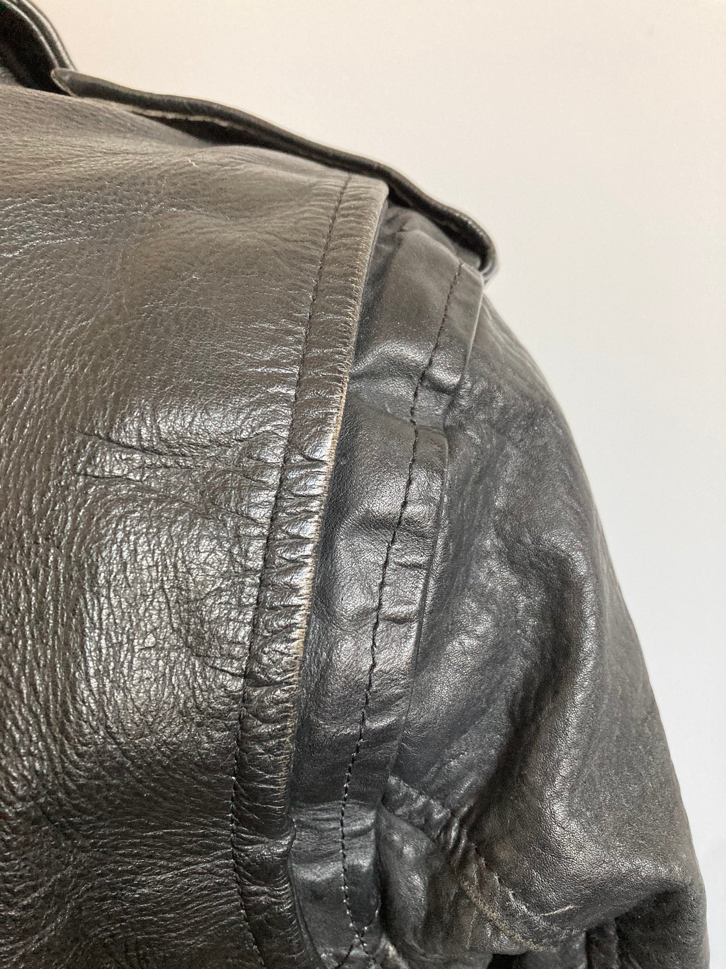 Men's 1970s Black Leather Biker Jacket